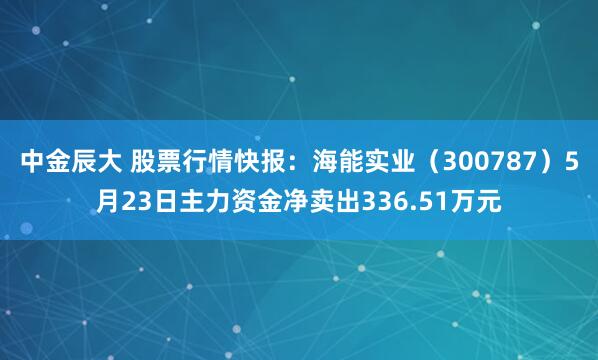 中金辰大 股票行情快报：海能实业（300787）5月23日主力资金净卖出336.51万元