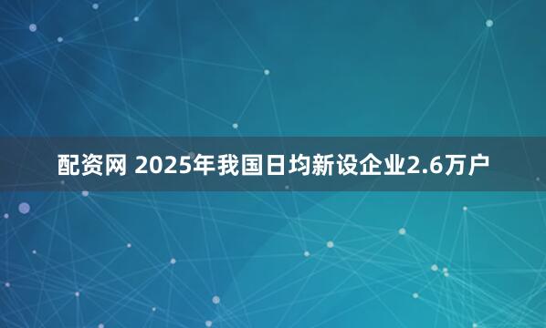 配资网 2025年我国日均新设企业2.6万户